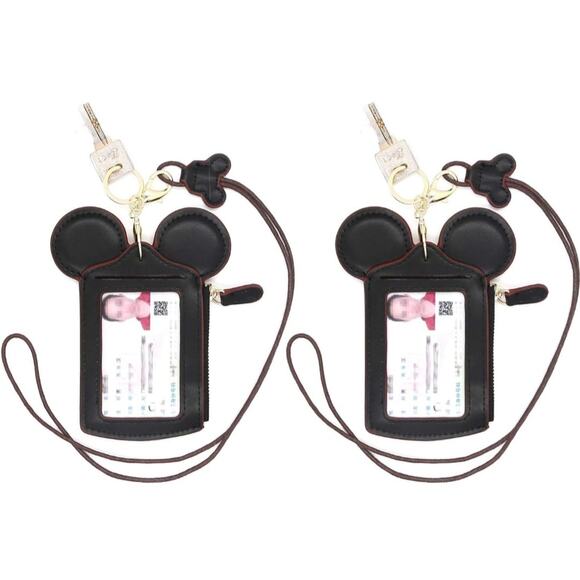 Mouse Ears ID Badge Holder with Wallet & Lanyard - Set of 2 - Picture 1 of 4